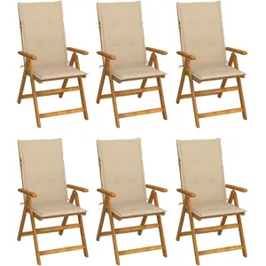 Comparateur de prix : vidaXL Chaises pliables de jardin 6 pcs avec coussins Bois d'acacia