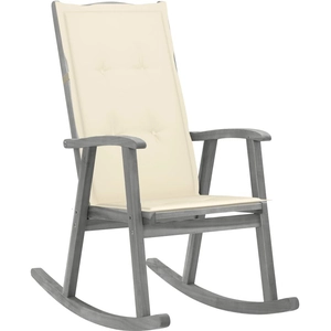 vidaXL Chaise à bascule avec coussins Gris Bois d'acacia massif pas cher