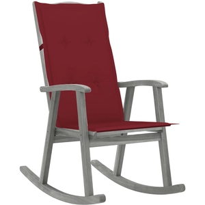 vidaXL Chaise à bascule avec coussins Gris Bois d'acacia massif pas cher