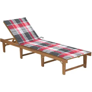 VIDAXL Chaise Longue Pliable avec Coussin Bain de Soleil de Jardin Transat de Patio Chaise Longue de Terrasse Plage Extérieur Bois d'Acacia Massif pas cher
