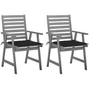vidaXL Chaises à dîner d'extérieur 2 pcs avec coussins Acacia massif pas cher