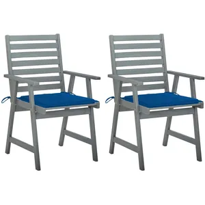 vidaXL Chaises à dîner d'extérieur 2 pcs avec coussins Acacia massif pas cher