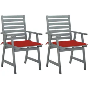 vidaXL Chaises à dîner d'extérieur 2 pcs avec coussins Acacia massif pas cher