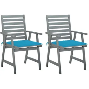 vidaXL Chaises à dîner d'extérieur 2 pcs avec coussins Acacia massif pas cher