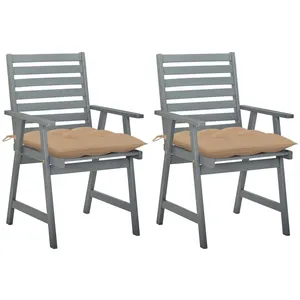 vidaXL Chaises à dîner d'extérieur 2 pcs avec coussins Acacia massif pas cher