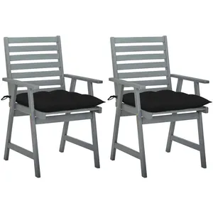 vidaXL Chaises à dîner d'extérieur 2 pcs avec coussins Acacia massif pas cher