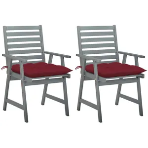 vidaXL Chaises à dîner d'extérieur 2 pcs avec coussins Acacia massif pas cher