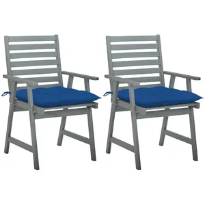 vidaXL Chaises à dîner d'extérieur 2 pcs avec coussins Acacia massif pas cher