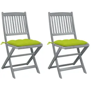 vidaXL Chaises pliables d'extérieur 2 pcs avec coussins Bois d'acacia pas cher