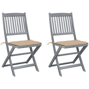 vidaXL Chaises pliables d'extérieur 2 pcs avec coussins Bois d'acacia pas cher
