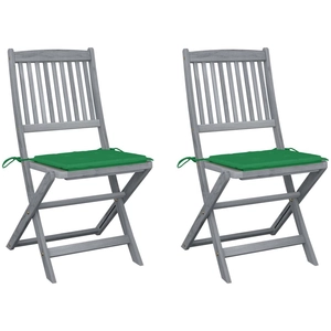 vidaXL Chaises pliables d'extérieur 2 pcs avec coussins Bois d'acacia pas cher