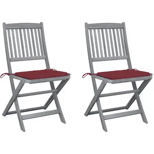 vidaXL Chaises pliables d'extérieur 2 pcs avec coussins Bois d'acacia pas cher