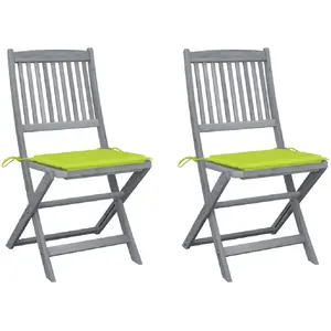 vidaXL Chaises pliables d'extérieur 2 pcs avec coussins Bois d'acacia pas cher