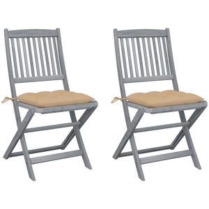 vidaXL Chaises pliables d'extérieur 2 pcs avec coussins Bois d'acacia pas cher