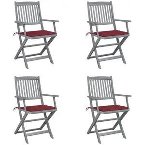 vidaXL Chaises pliables d'extérieur lot de 4 et coussins Bois d'acacia pas cher