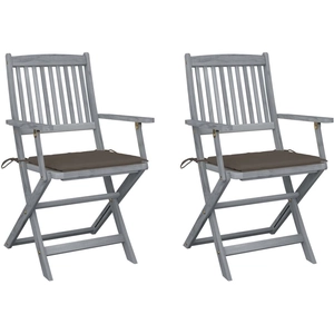 vidaXL Chaises pliables d'extérieur 2 pcs avec coussins Bois d'acacia pas cher