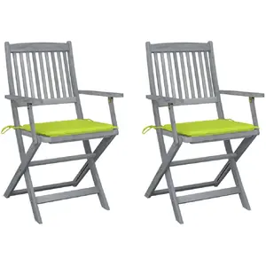 vidaXL Chaises pliables d'extérieur 2 pcs avec coussins Bois d'acacia pas cher