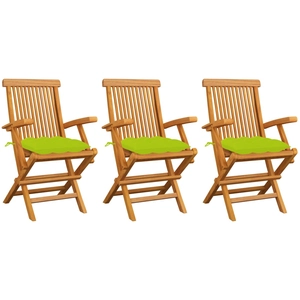 vidaXL Chaises de jardin avec coussins vert vif 4 pcs Bois de teck pas cher