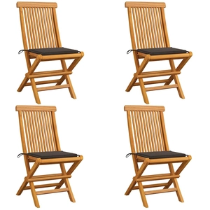 vidaXL Chaises de jardin avec coussins taupe 6 pcs Bois de teck massif pas cher