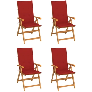 Comparateur de prix : vidaXL Chaises de jardin 6 pcs avec coussins rouge Bois de teck