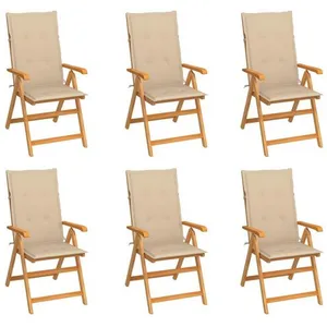 Comparateur de prix : vidaXL Chaises de jardin lot de 6 avec coussins beige Bois teck massif