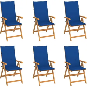 Comparateur de prix : vidaXL Chaises de jardin lot de 6 avec coussins bleu royal - Bois teck
