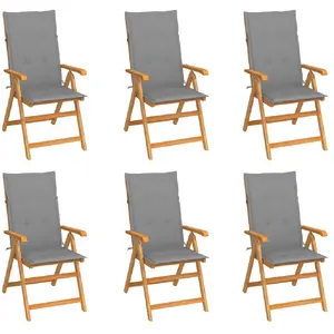 Comparateur de prix : vidaXL Chaises de jardin 6 pcs avec coussins gris Bois de teck
