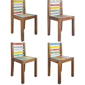 vidaXL Chaises à manger lot de 4 bois de récupération solide pas cher