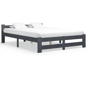 vidaXL Cadre de lit Gris foncé Bois de pin massif 160x200 cm pas cher