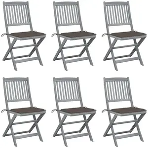 vidaXL Chaises pliables d'extérieur 6 pcs avec coussins Bois d'acacia pas cher