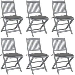 vidaXL Chaises pliables d'extérieur lot de 6 et coussins Bois d'acacia pas cher