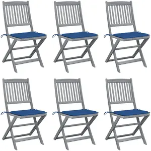 vidaXL Chaises pliables d'extérieur 6 pcs avec coussins Bois d'acacia pas cher