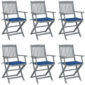 vidaXL Chaises pliables d'extérieur 6 pcs avec coussins Bois d'acacia pas cher