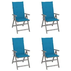 vidaXL Chaises inclinables de jardin 4 pcs avec coussins Bois d'acacia pas cher