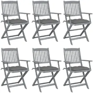 vidaXL Chaises pliables d'extérieur lot de 6 et coussins Bois d'acacia pas cher