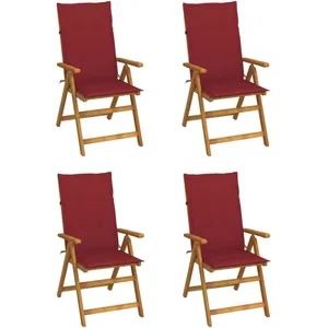 vidaXL Chaises inclinables de jardin 4 pcs avec coussins Bois d'acacia pas cher
