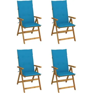 vidaXL Chaises inclinables de jardin 4 pcs avec coussins Bois d'acacia pas cher
