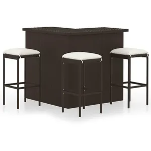 Comparateur de prix : Vidaxl - Ensemble de bar de jardin 4 pcs coussins Résine tressée Marron