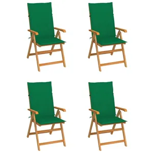 Vidaxl - Chaises de jardin lot de 4 avec coussins vert Bois teck solide pas cher