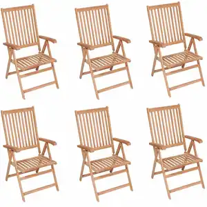 vidaXL Chaises inclinables de jardin 6 pcs Bois de teck solide pas cher