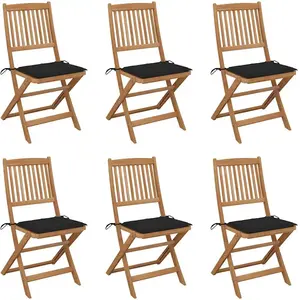 vidaXL Chaises pliables de jardin 6 pcs avec coussins Bois d'acacia pas cher