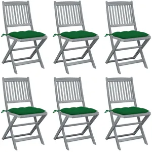 vidaXL Chaises pliables d'extérieur 6 pcs avec coussins Bois d'acacia pas cher