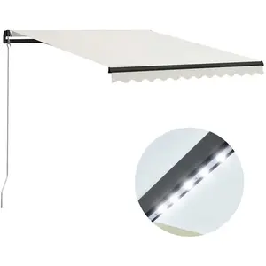 Comparateur de prix : vidaXL Auvent manuel rétractable avec LED 300x250 cm Crème