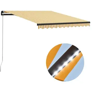 Comparateur de prix : vidaXL Auvent manuel rétractable avec LED 300x250 cm Jaune et blanc