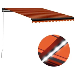 vidaXL Auvent manuel rétractable avec LED 300x250 cm Orange et marron