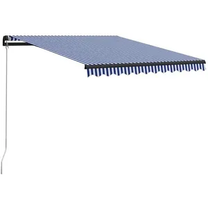 vidaXL Auvent manuel rétractable 350x250 cm Bleu et blanc pas cher