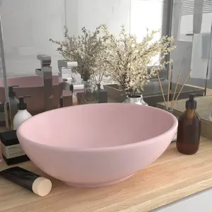 Comparateur de prix : vidaXL Lavabo ovale de luxe Rose mat 40x33 cm Céramique