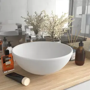 Comparateur de prix : vidaXL Lavabo rond de salle de bain Blanc mat 32,5x14 cm Céramique