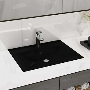 Comparateur de prix : vidaXL Lavabo avec trou de robinet Noir mat 60x46 cm Céramique