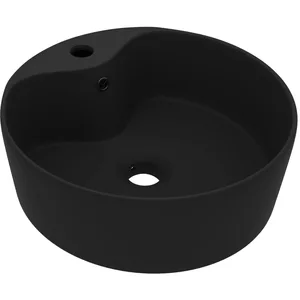 Comparateur de prix : vidaXL Lavabo de luxe avec trop-plein Noir mat 36x13 cm Céramique